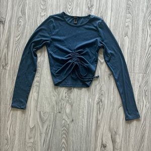 Blue Long Sleeve Crop Top